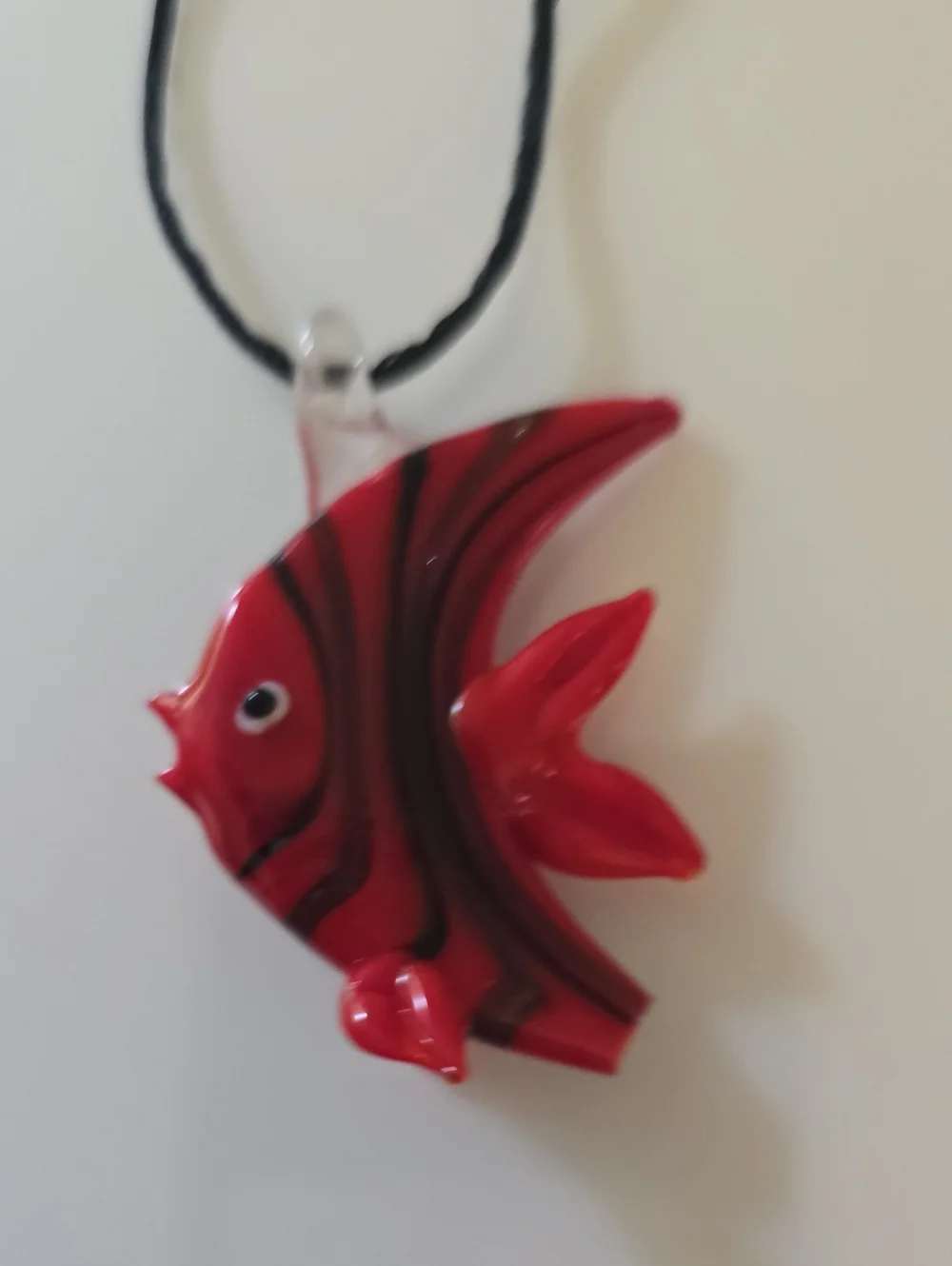 Red Glass Fish Pendant Necklace - Unbranded
